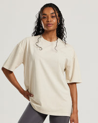 Comfort Vintage Look Oversized Short Sleeve T-Shirt | Stone