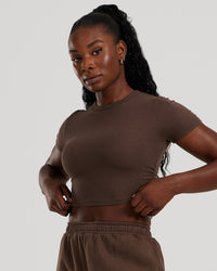 Comfort Ribbed Cropped T-Shirt | Cocoa