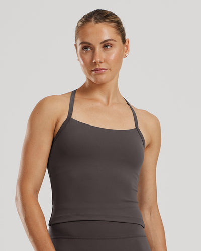 Essential Built-In Bra Midi Tank | Graphite