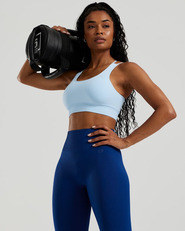 Light Blue Sports Bra - Powder Blue | Women's Best