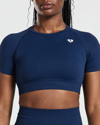 Power Seamless Short Sleeve Crop Top | Sapphire Blue