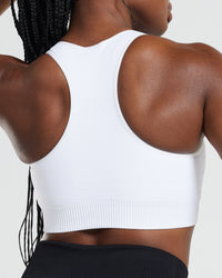 Power Seamless High Neck Bra | White