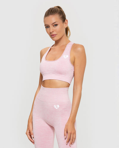 Seamless Light Pink Sports Bra With Removable Pads For Running