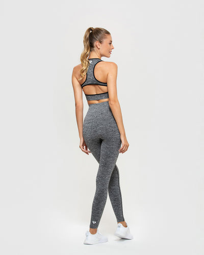 Sports Leggings with Stripe Down the Sides, for Girls - marl grey