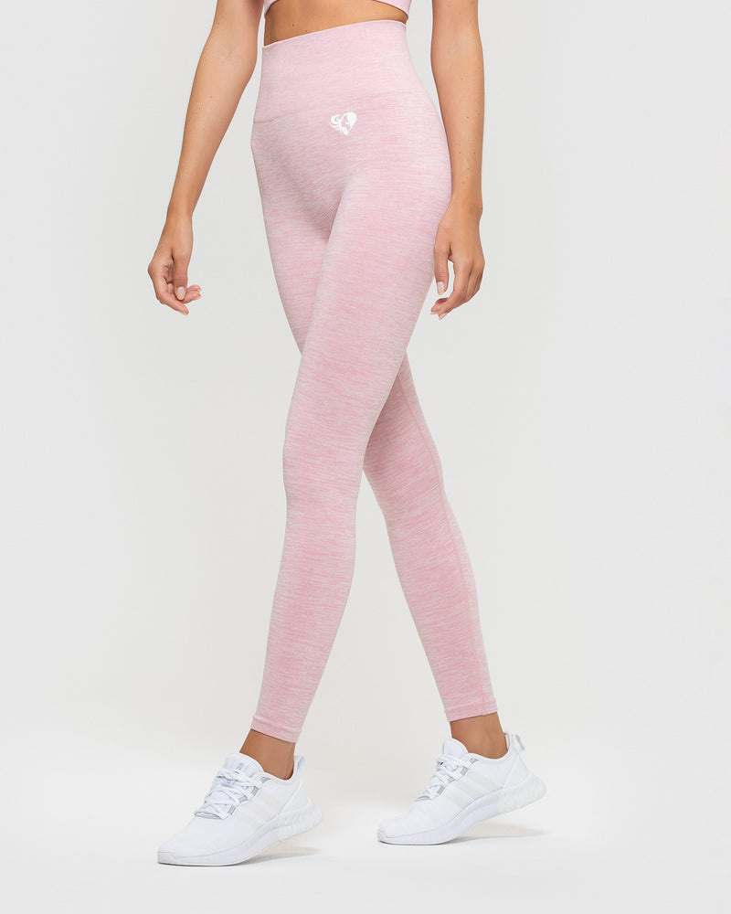 Seamless Pink Marl Leggings with Longsleeve Crop Top Sets TW2121