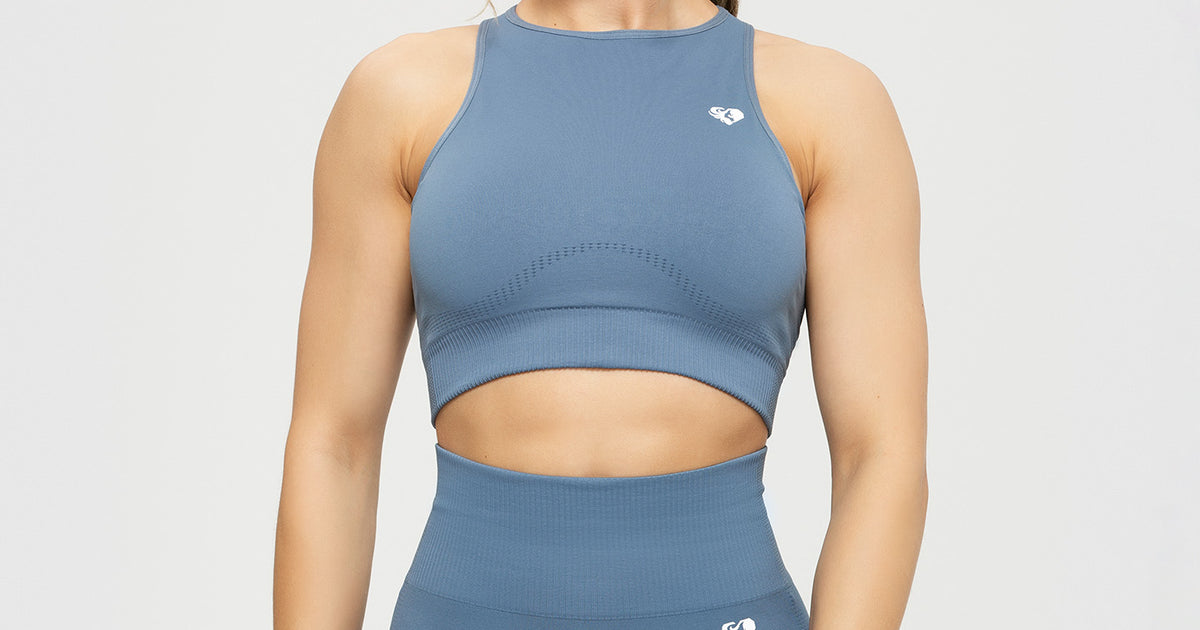 Halter neck sports bra - Smoke – Flo Fitness Store LTD.