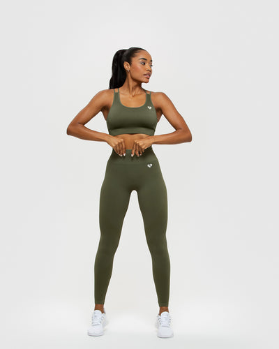 Tall Moss Khaki Structured Snatched Ribbed Leggings