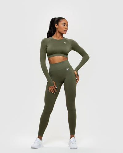 Nike Womens Sportswear Essential Ribbed Crop Top Khaki XL