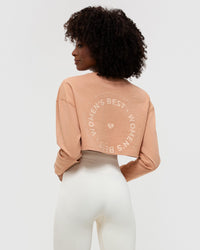 Comfort Oversized Cropped Long Sleeve T-Shirt | Clay