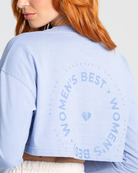 Comfort Oversized Cropped Long Sleeve T-Shirt | Powder Blue