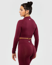 Define Seamless Crop Zip Jacket | Dark Cherry