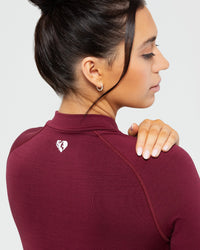 Define Seamless Crop Zip Jacket | Dark Cherry