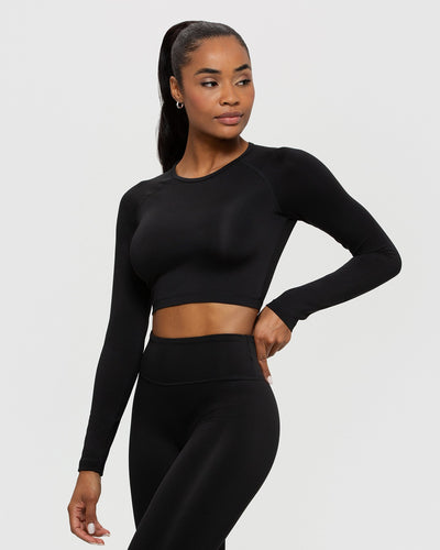 Women's Long Sleeve Yoga Crop Top with Built-in Bra France