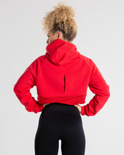 True Mesh Cropped Hoodie Red Women s Best