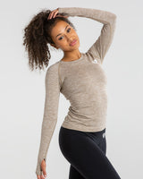 Blue Marl Seamless Line Long Sleeve Sport Top