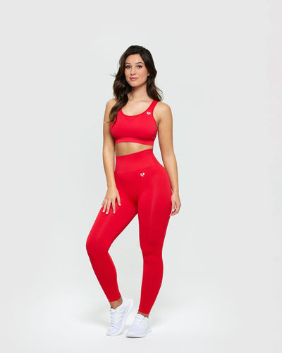 Ruby Red and Gold Sparkly Sports Bra