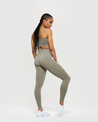 Gymshark - Energy Seamless Khaki Leggings on Designer Wardrobe