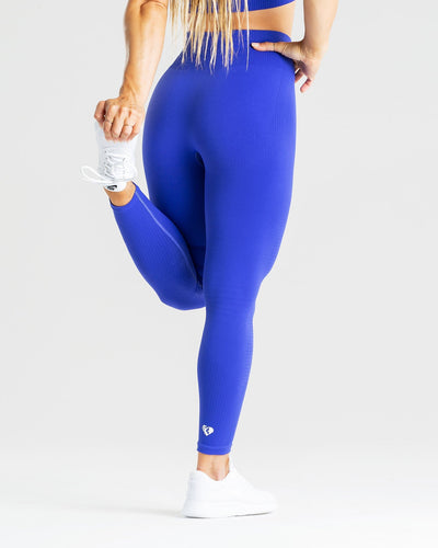 Ribbed Seamless High Waisted Full-Length Leggings-bright blue – Bodied  Clothing