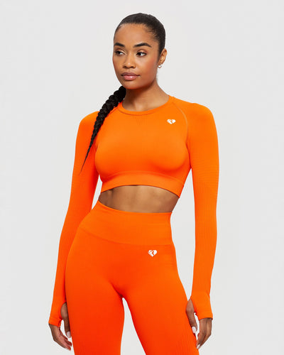 Buy Disrupt Women Orange Wide Square Neck Slim Fit Super Crop Top